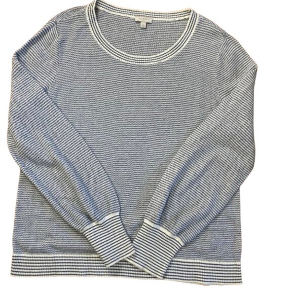 Talbots LS Lightweight Sweater Pullover Blue and White Zigzags, Soft, sz XL - Picture 1 of 7
